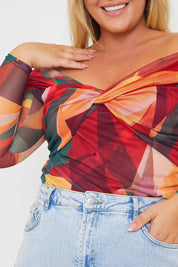 Abstract Twist Detail Mesh Bodysuit - InTheStyle