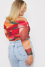 Abstract Twist Detail Mesh Bodysuit - InTheStyle