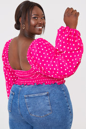 Polka Dot Shirred Waist Top
