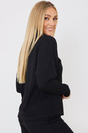 Rib Collared Oversized Top