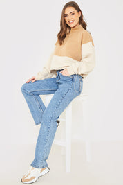 Half Zip Colour Block Toggle Sweat	