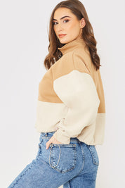 Half Zip Colour Block Toggle Sweat	