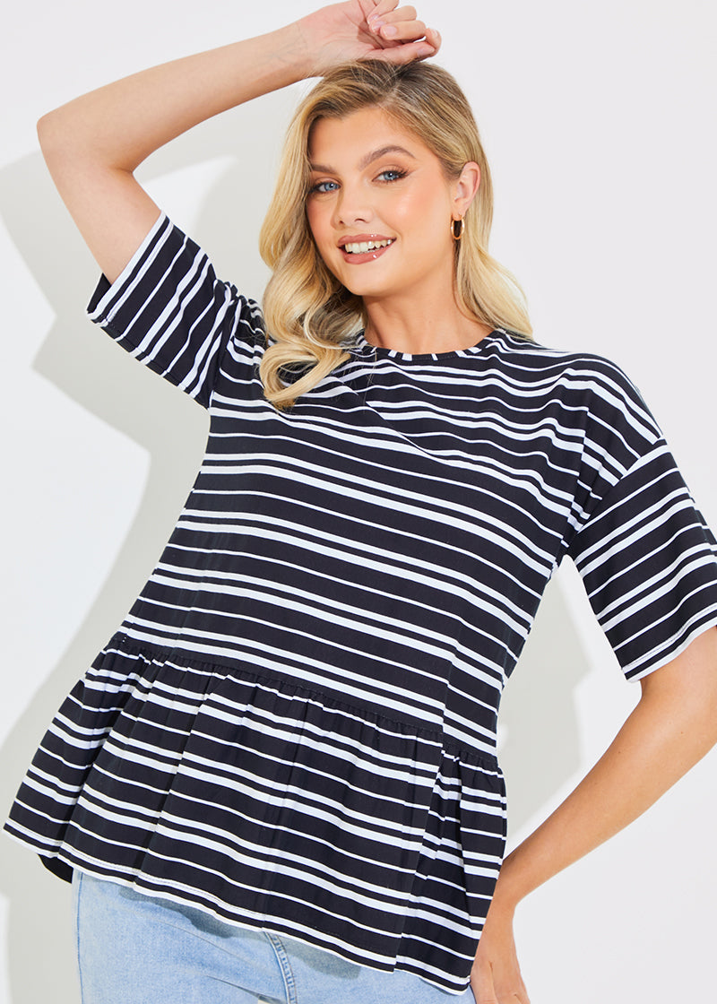 Peplum Hem Dropped Shoulder Tshirt