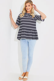 Peplum Hem Dropped Shoulder Tshirt
