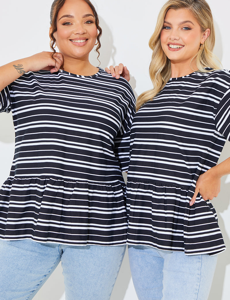 Peplum Hem Dropped Shoulder Tshirt