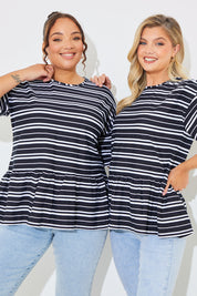 Peplum Hem Dropped Shoulder Tshirt