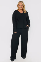 Rib V Neck Lounge Top