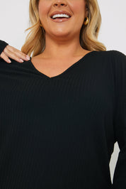 Rib V Neck Lounge Top