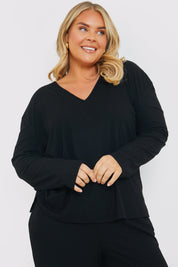 Rib V Neck Lounge Top