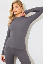 Crew Neck Long Sleeve Rib Top