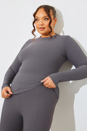 Crew Neck Long Sleeve Rib Top