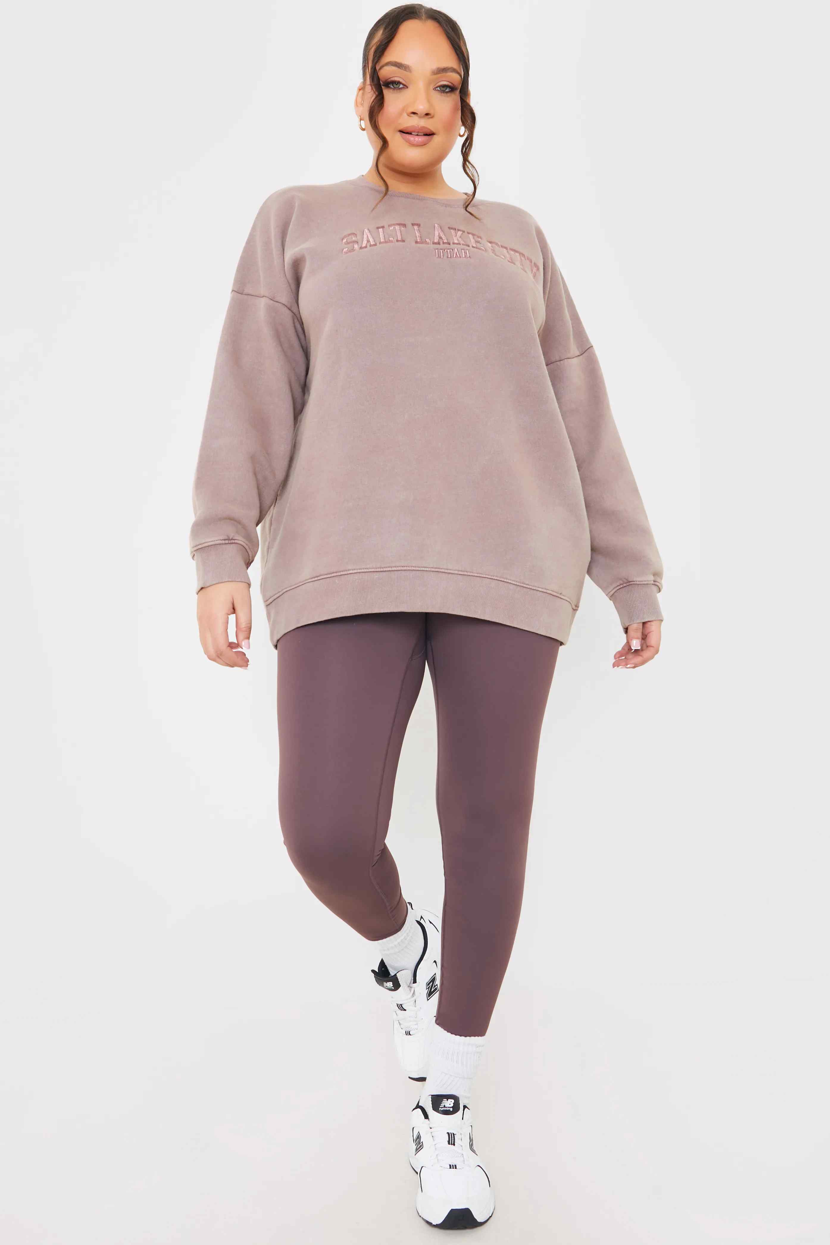 'Salt Lake City' Acid Wash Slogan Sweater