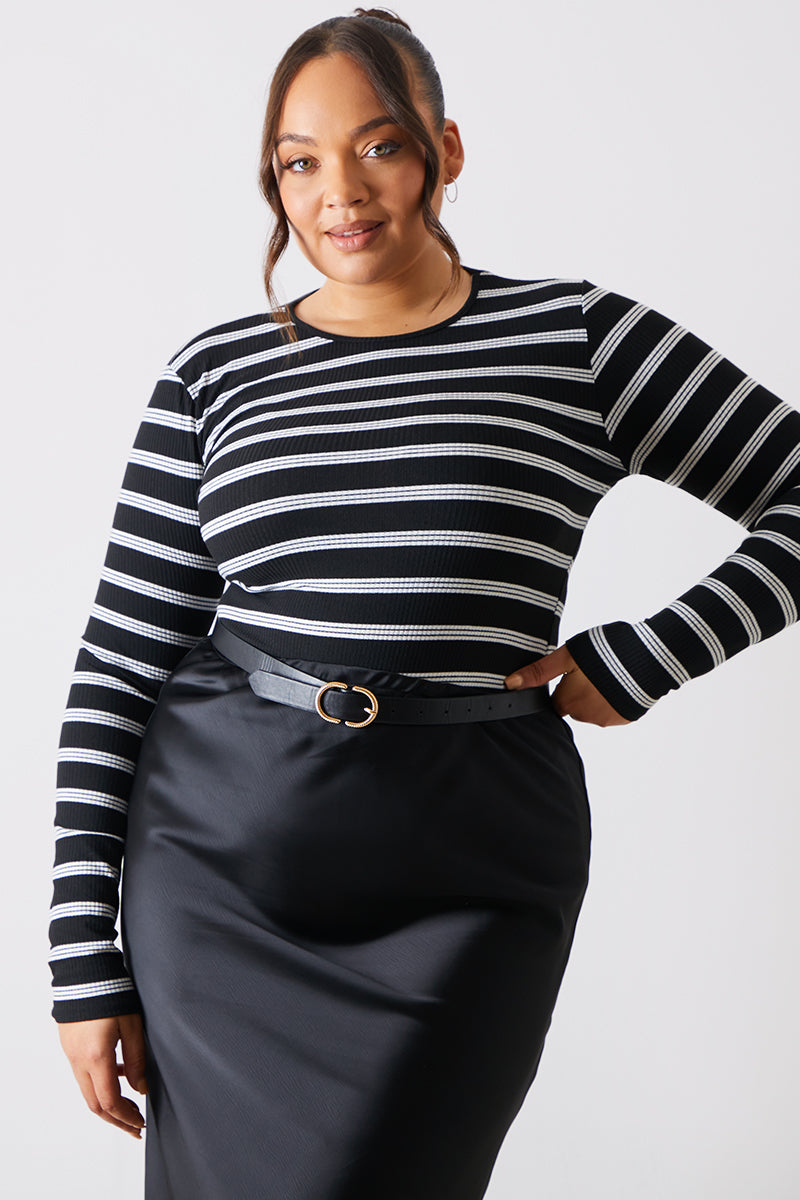 Striped Ribbed Long Sleeve Top