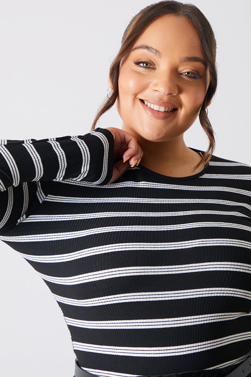 Striped Ribbed Long Sleeve Top