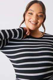 Striped Ribbed Long Sleeve Top