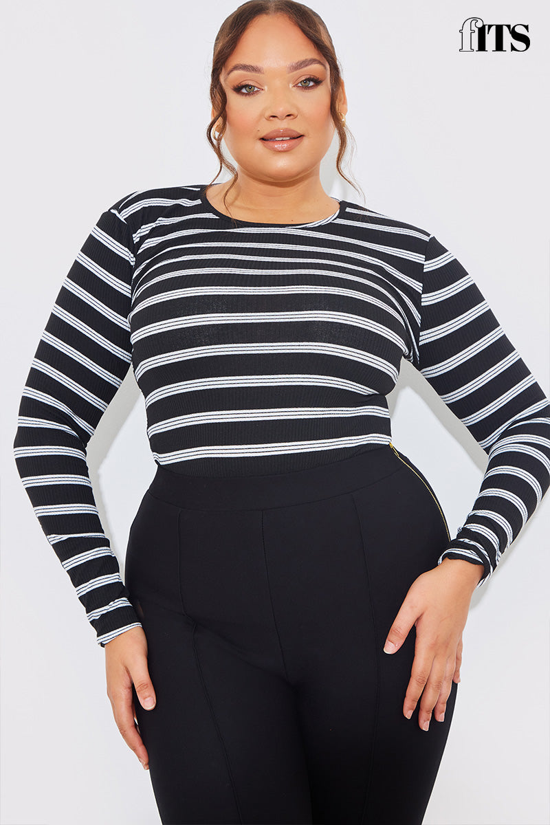 Striped Ribbed Long Sleeve Top