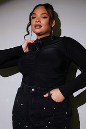 Slinky Detachable Corsage Ruched Bodysuit