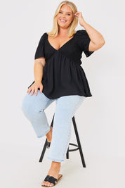 Crochet Front Peplum Top