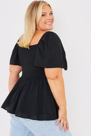 Crochet Front Peplum Top