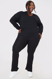 Rib Collared Oversized Top