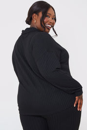 Rib Collared Oversized Top