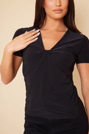 Slinky Twist Front Short Sleeve Top 