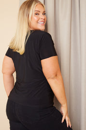 Slinky Twist Front Short Sleeve Top 