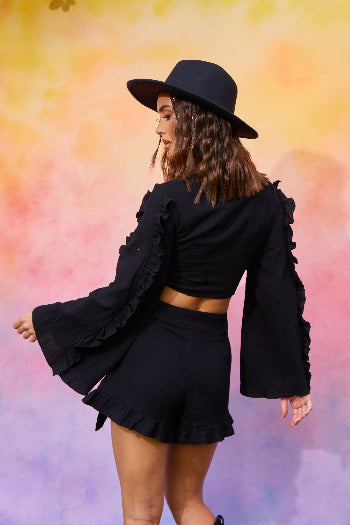 Textured Tie Front Coord Top