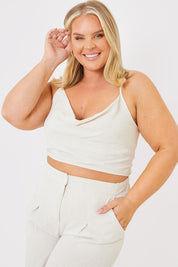Cowl Cross Back Crop Top