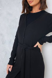 Soft Rib Longline Belted Cardigan