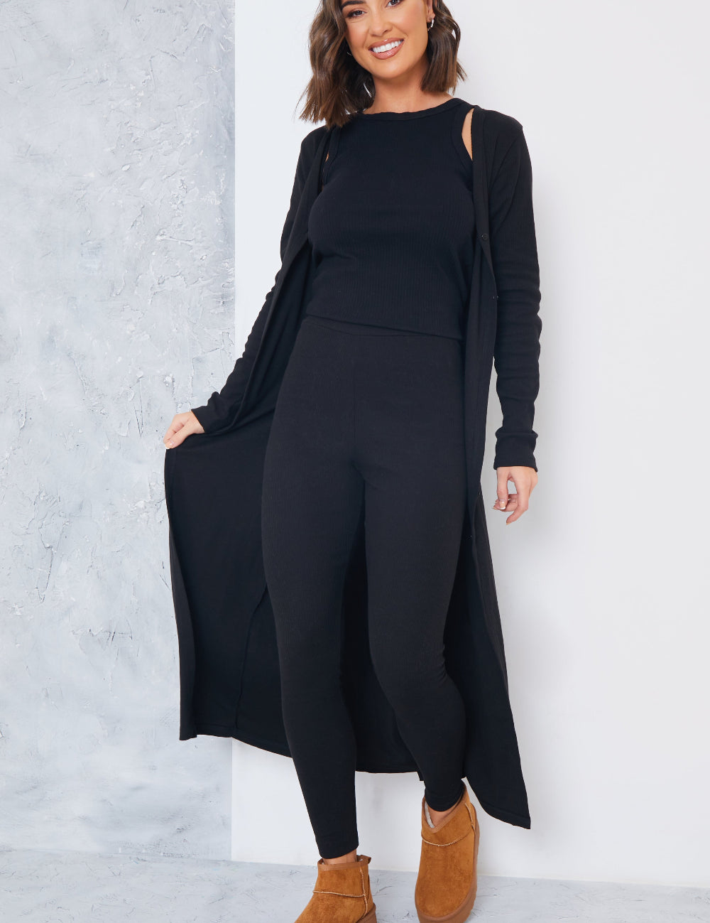 Soft Rib Longline Belted Cardigan