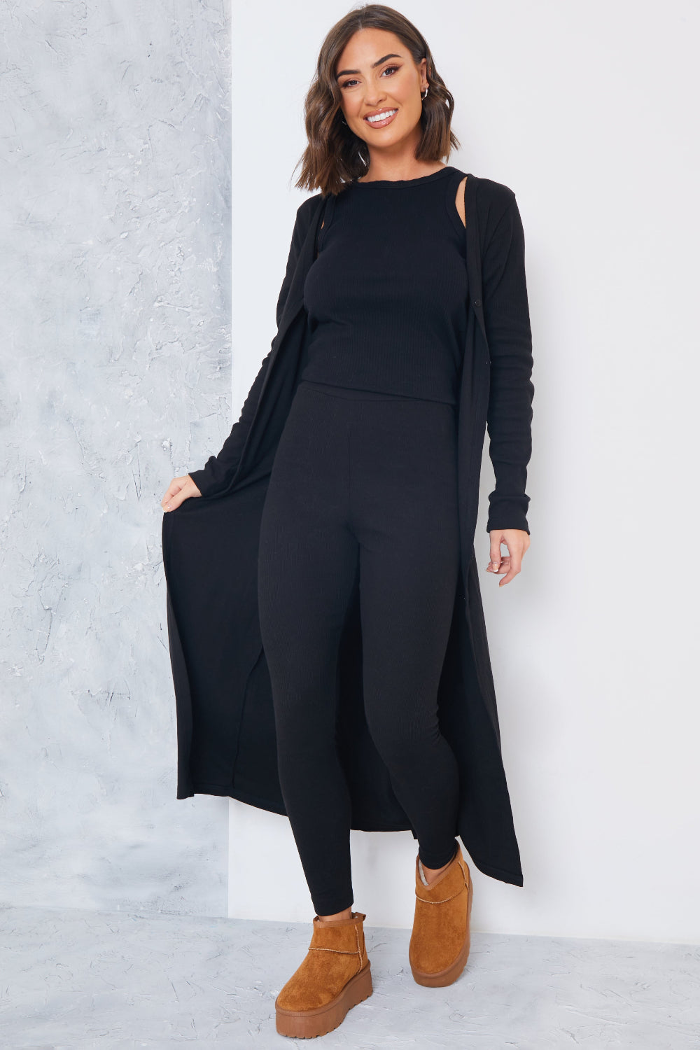 Soft Rib Longline Belted Cardigan