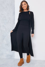 Soft Rib Longline Belted Cardigan