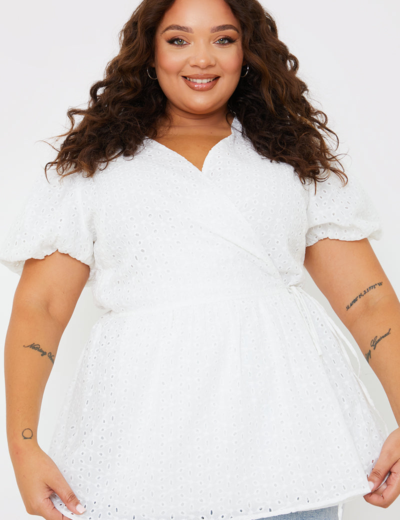Wrap Front Broderie Top