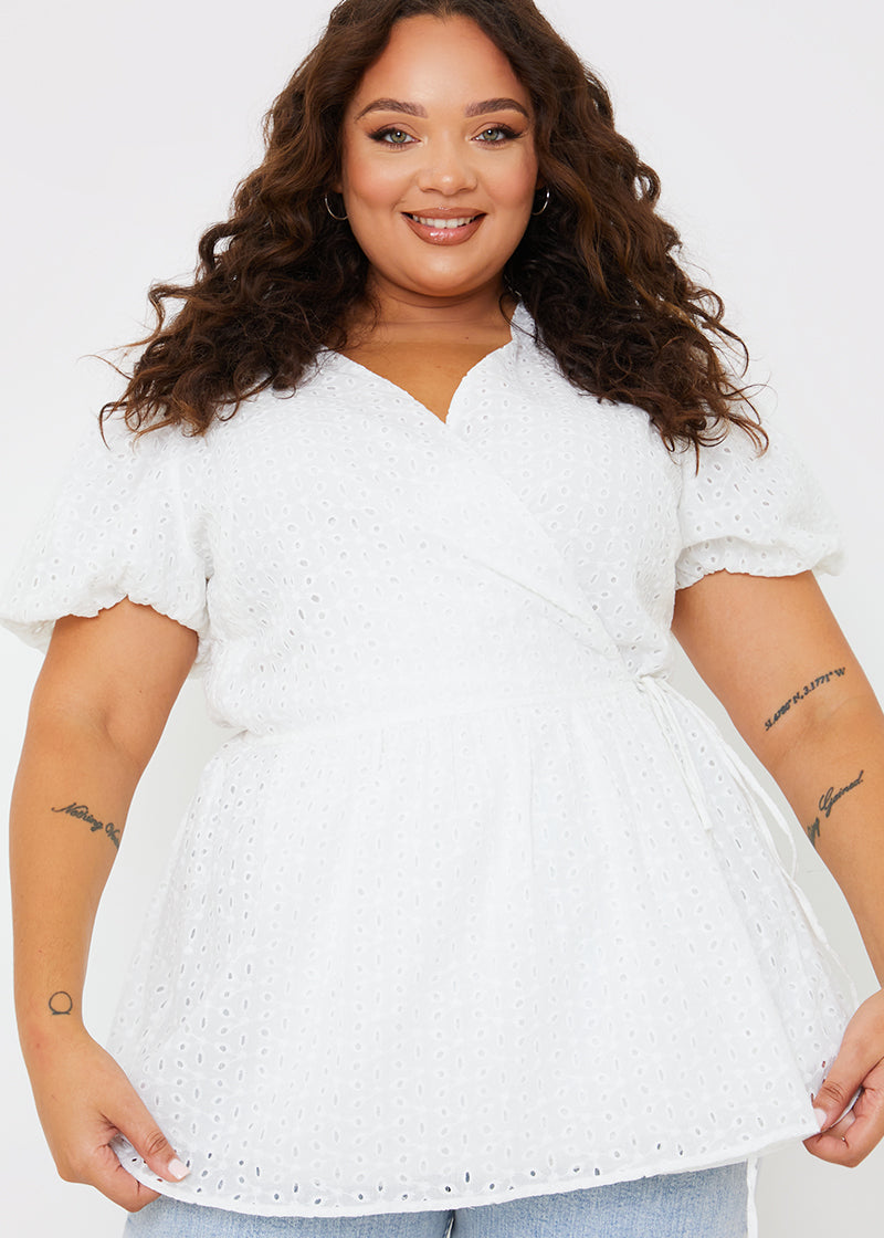 Wrap Front Broderie Top