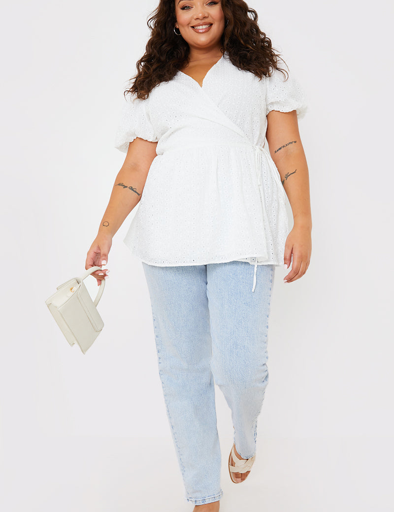 Wrap Front Broderie Top
