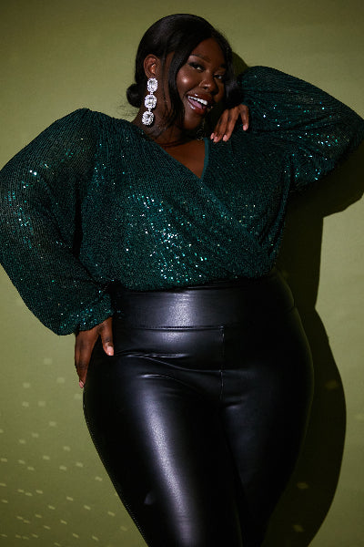 Sequin Wrap Bodysuit
