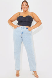 Polka Dot Print Cupped Crop Top