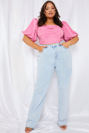 Chiffon Bandeau Balloon Sleeve Top