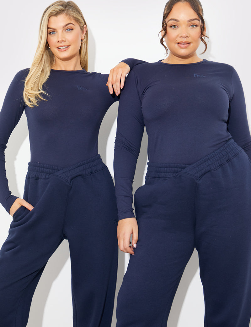 Embroidered Jersey Long Sleeve Crew Neck Top
