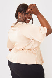 Knot Front Satin Blouse