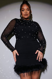 Pearl Embellished Mesh Bodysuit