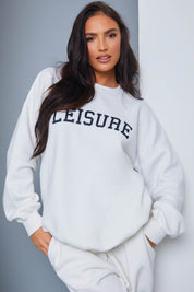 'Leisure' Slogan Sweater - InTheStyle