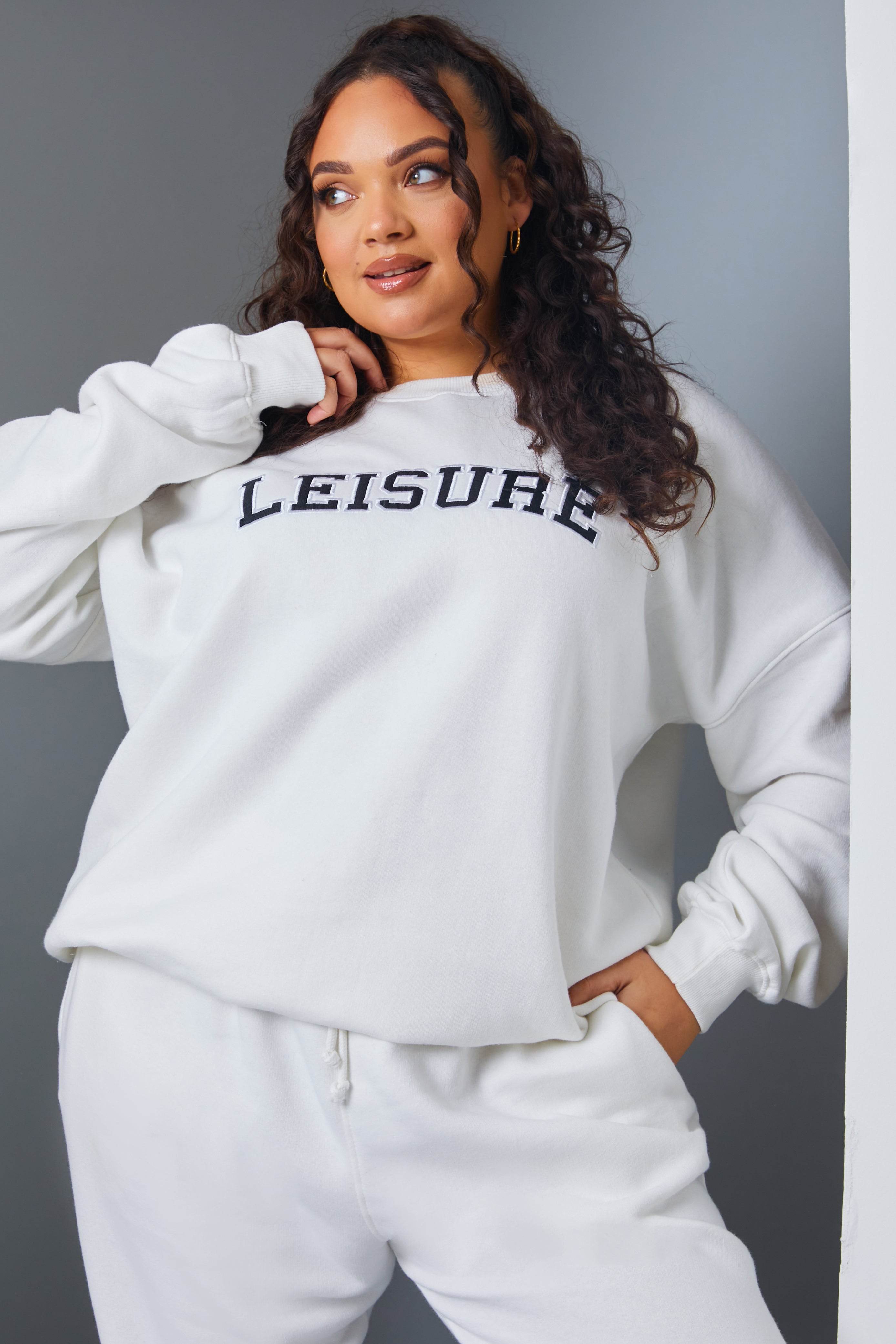 'Leisure' Slogan Sweater - InTheStyle