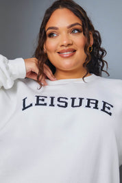 'Leisure' Slogan Sweater - InTheStyle
