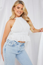 Shirred Waist Crop Top