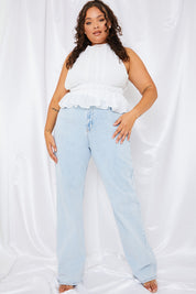 Shirred Waist Crop Top