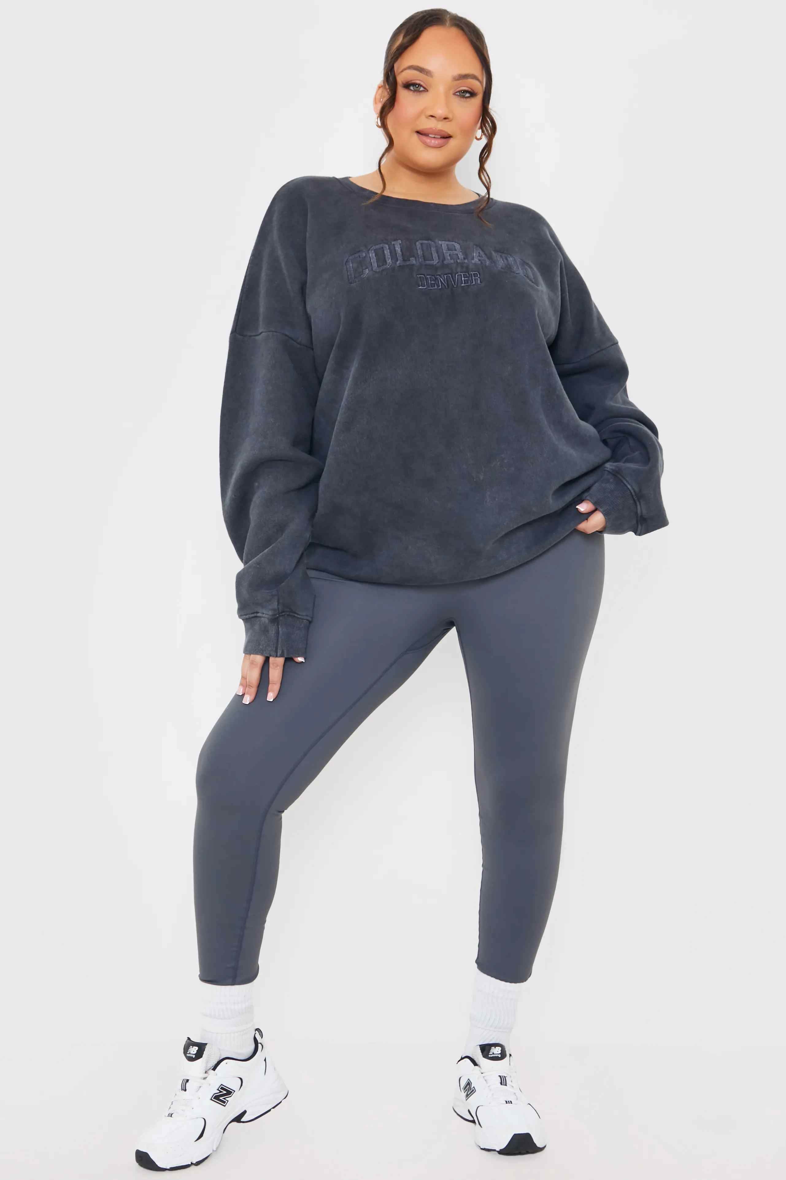 'Colorado' Acid Wash Slogan Sweater - InTheStyle