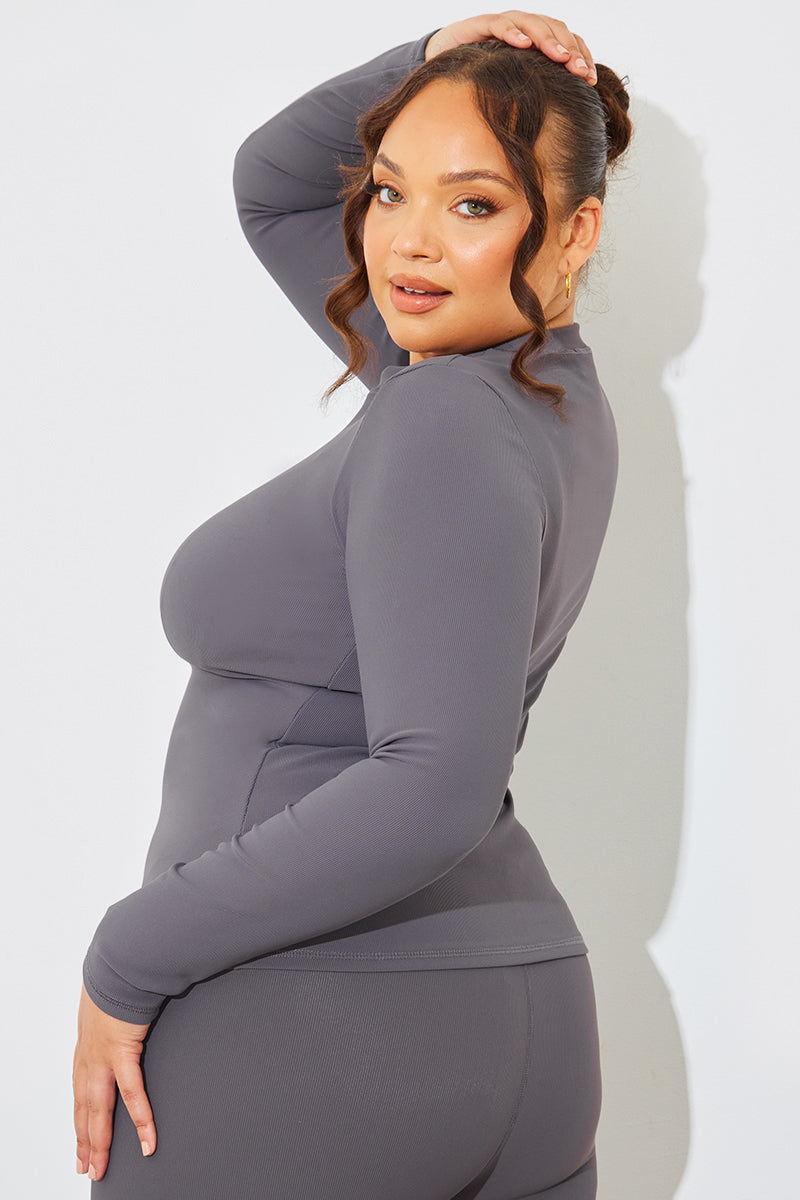 Crew Neck Long Sleeve Rib Top – InTheStyle