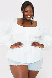 Shirred Button Down Blouse